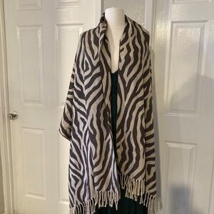 NEIMAN MARCUS Zebra Print Fringe